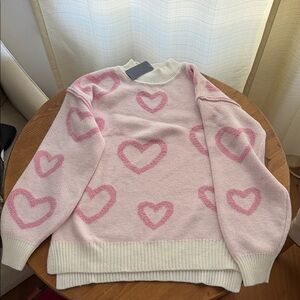 Pink Heart Pattern Sweater